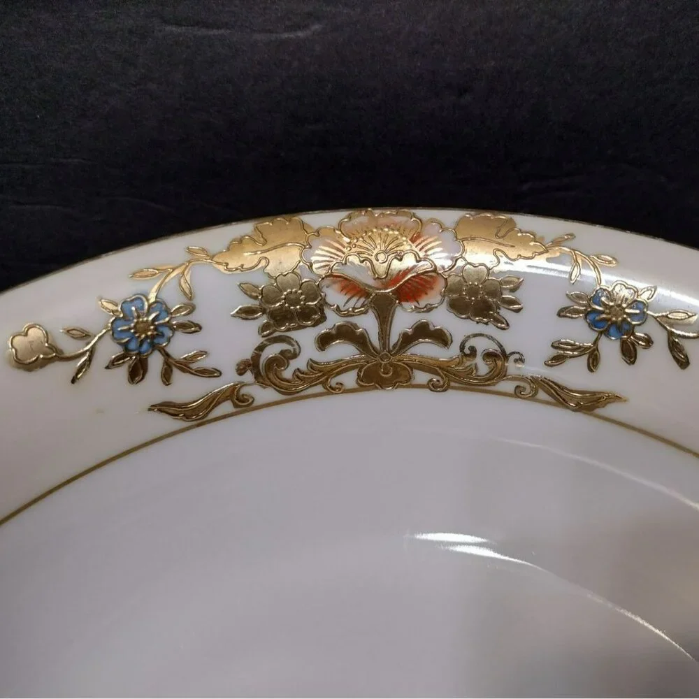 Antique Noritake Serving Bowl Dish 42200 Gold Trim Floral 10